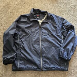 Nike Windbreaker Jacket Mens L Lightweight Full Zip Running Navy Blue